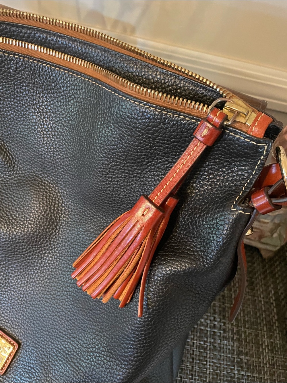 Dooney & Bourke Black Pebbled Leather Crossbody with Leather Tassel - Picture 13 of 14